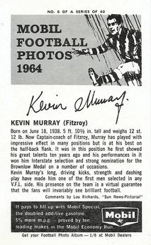 1964 Mobil Football Photos VFL #6 Kevin Murray Back